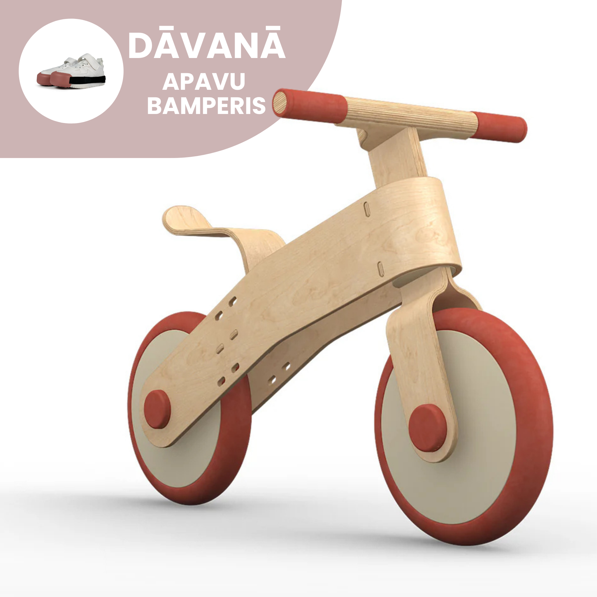 Choppy – koka līdzsvara ritenītis bērniem (brūns) + DĀVANA CHIBA CHABA apavu bamperis