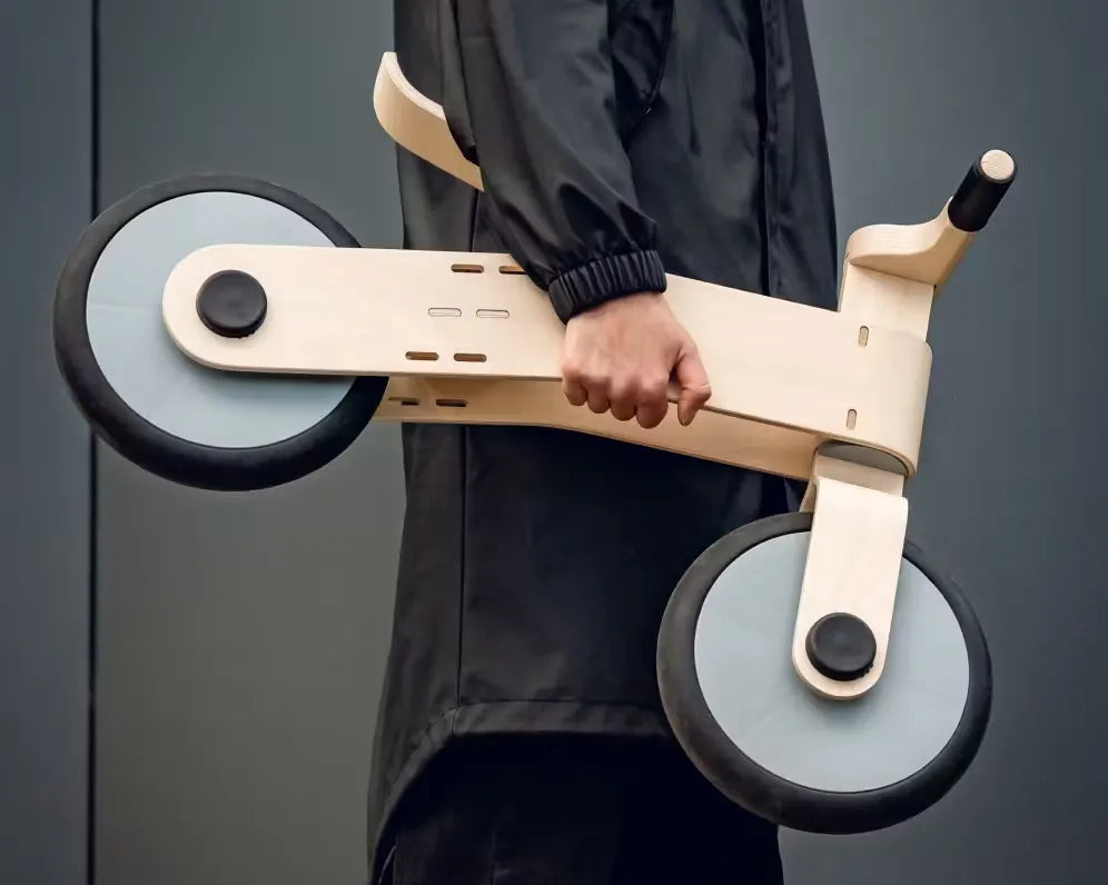 Choppy – wooden balance bike for kids (brown) + GIFT CHIBA CHABA shoe bumper