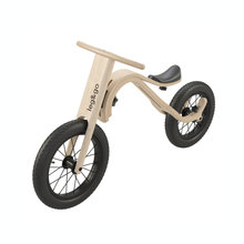 Leg&Go 3-in-1 transformable wooden balance bike for kids, featuring adjustable design and natural wood finish.
