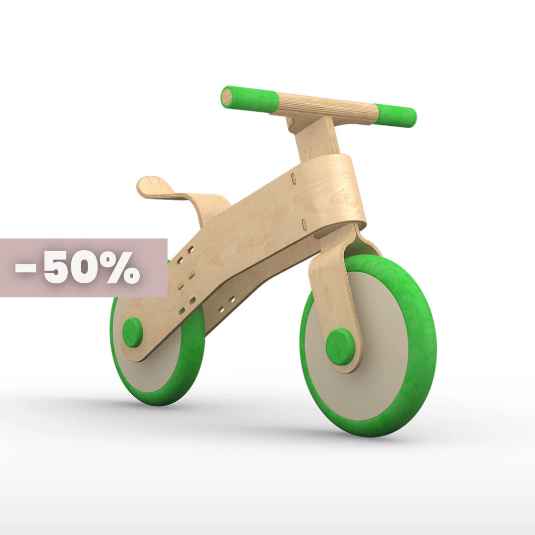 Choppy – draisienne en bois pour enfants (verte) + CADEAU pare-chocs CHIBA CHABA