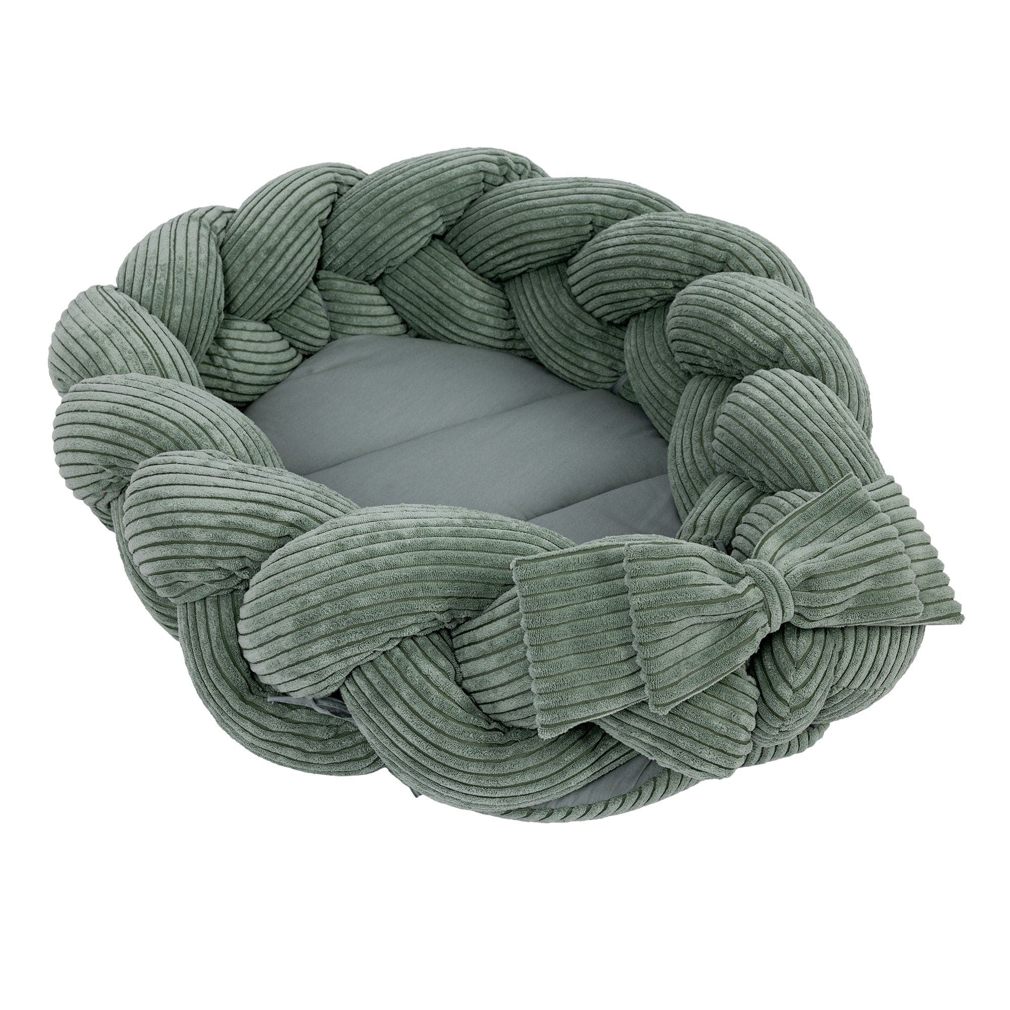 Baby Nest With Braided Bumper - Olive Green