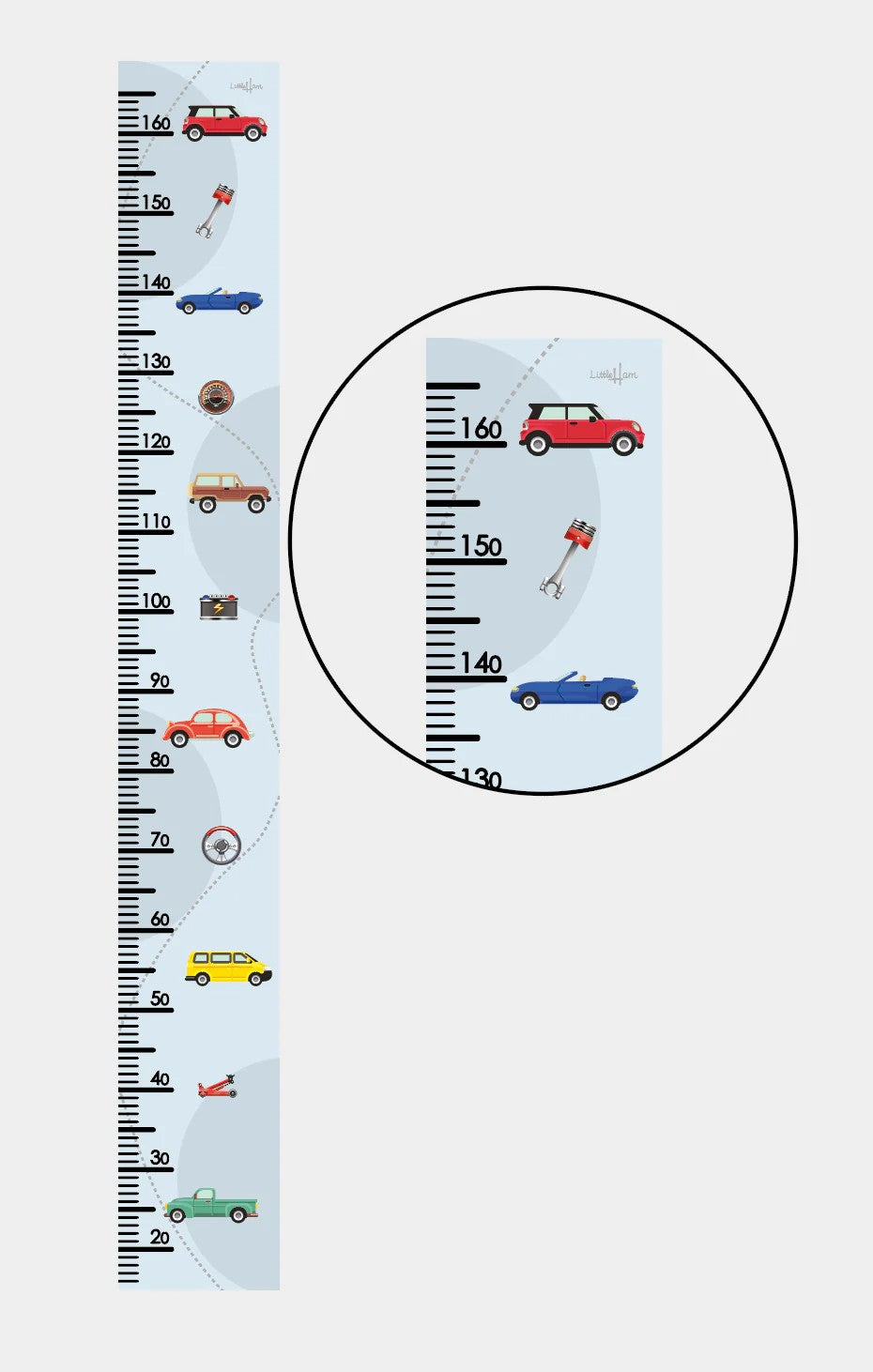 Paper Growth Chart For Kids - Retro Cars