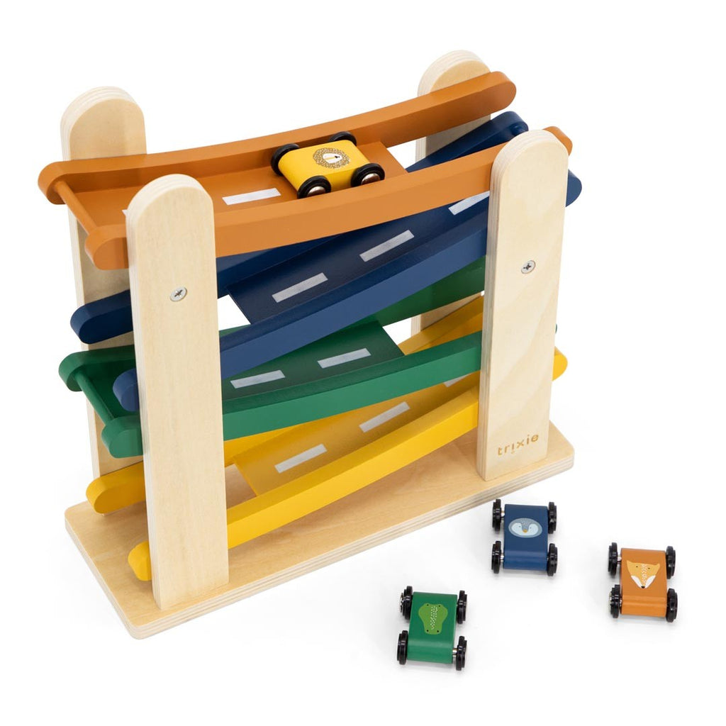 Wooden race track with animals – 4 cars, from 18 months – Chiba Chaba