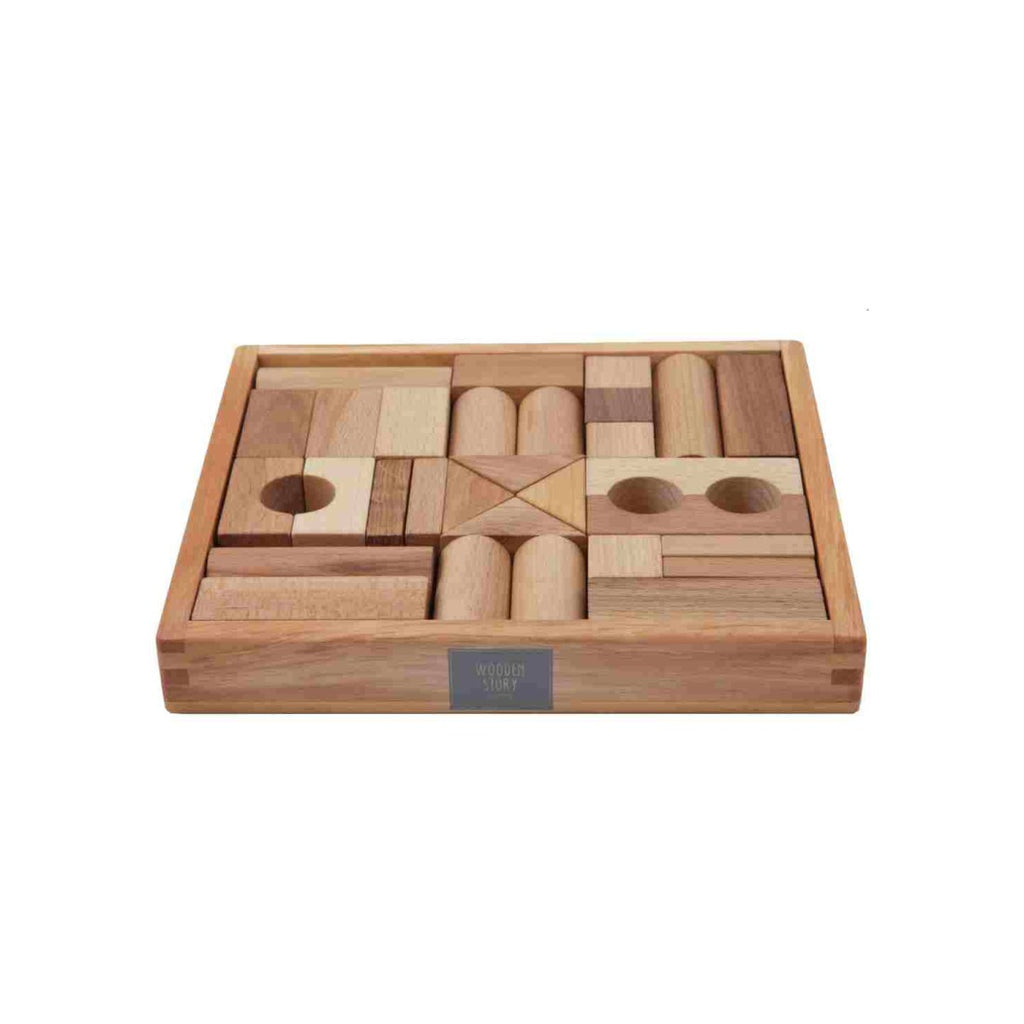 Wooden blocks in a box “Natural” — 30 pieces – Chiba Chaba